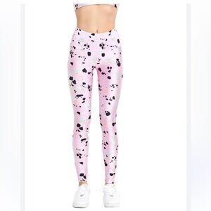 Goldsheep Pink and Black Leggings Summer Speckles size Large NWOT
